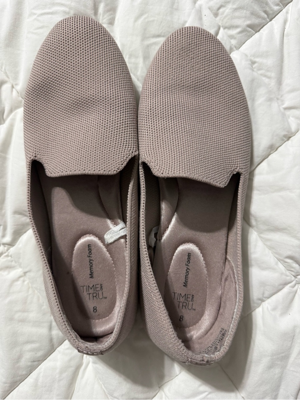 Time and Tru Slip-On Knit Comfort Flats in Blush